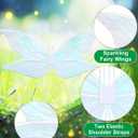 Cindeer 4 Pcs Adult Fairy Wings Kids Cosplay Party Sheer Butterfly Fairy Costume Princess Wings for Women (White)