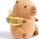 Cute Capybara Plush Soft Kawaii Capybara Plush Doll Pillow with Bee Backpack Capybara Stuffed Animals for Girls Kids Adults Birthdays Valentines Gift 12 inch