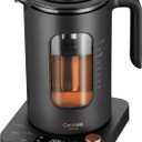 INTASTING Electric Tea Kettle, Electric Kettle with Tea Infuser, 1 Knob Temperature Control, BPA-Free Glass, 1200W Fast Heating, Easy to Clean, 1 Liter (Dark Gray)