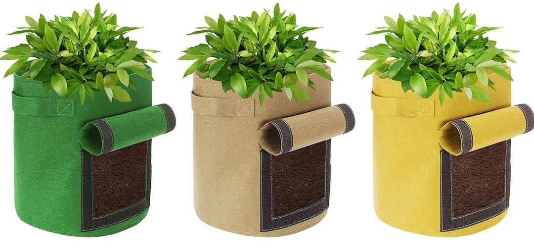 6 Pack 7 Gallon Potato Grow Bags With Flap and Handle, Garden Planting Bag, Nonwoven Fabric Vegetables Growing Bags for Tomato Carrot Onion