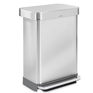 2pcs SIMPLEHUMAN® Step-On Stainless Steel Trash Can - Jumbo, 14 Gallon