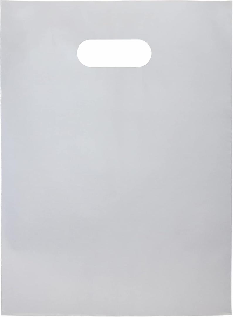 100 Silver Bags for Small Business 9"x12" Great for Merchandise 1.5Mil Thick Retail Thank You Bags With Handles