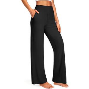 Blue Breath Yoga Pants Women Wide Leg Pants with Pockets High Waist Stretch Dress Casual Sweatpants Petite/Regular/Tall (Black, XL)