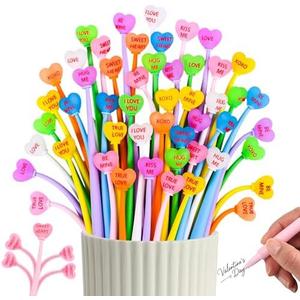 LiYiQ Valentine's Day Conversation Stress Relief Bobblehead Pens Fun Cute Pen Fidget Pens Kawaii Be Mine Kiss Me Love Conversation Pen for Classroom Prizes Office Supplies Incomplete