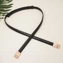 Womens Skinny Belts PU Leather Waist Belt Ladies Thin Waist Belt with Gold Buckle for Dresses (Fit Waist 24"-37", Black)