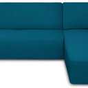 PureFit Super Stretch Sectional Couch Covers - 2 pcs Spandex Non Slip Sofa Covers with Elastic Bottom for L Shape Sectional Sofa Couch, Great for Kid & Pet (3 Seat Sofa + 3 Seat Chaise, Peacock Blue)