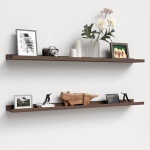 Boswillon 47.2 Inches Long Floating Shelves Wall Mounted, 2 Set Farmhouse Wall Shelf for Bedroom, Nursery Book Shelf with Lip, Picture Ledge Shelf for Decor Living Room Bathroom Kitchen - Walnut