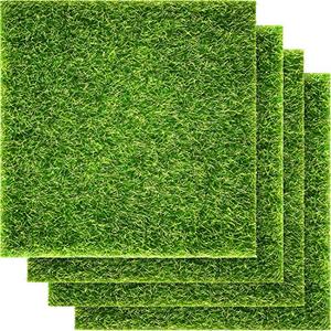 Pangda 4 Packs 6 x 6 Inches Fake Grass Decor for Crafts Artificial Grass for Dollhouse Miniature Ornament Garden Dollhouse DIY Fairy Garden Accessories and Decor Kit