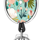 Heavy Duty Retractable Badge Reel with Carabiner Belt Clip Key Ring Cute ID Name Badge Reels for Doctor Nurse 3 Pack (Flower)