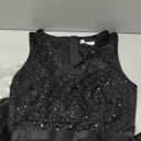 BeryLove Long Sequin Dress for Woman High Low Vintage A Line Wedding Formal Swing Mesh Dress S003 Black S