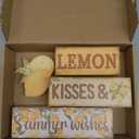 Britimes 4 Pcs Summer Lemon Decor Tiered Tray Set, Farmhouse Rustic Lemon Table Decor Book Stack Signs Wooden Coffee Table Centerpieces for Home kitchen Office Decorations