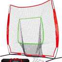 77ft Baseball Softball Practice Net- Portable Baseball Net for Batting, Hitting, Pitching Come with Carry Bag, Training for Players of Any Skill Level - Easy Setup (7FTx7FT, Red)