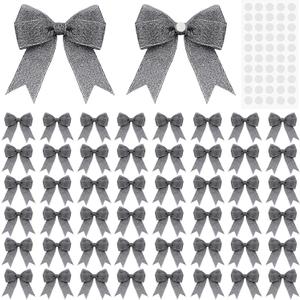 50 Pcs 3.33.3" Black Gift Bows for Crafts with Glue Points Wrap Bows Mesh Ribbon Gift Boxes Bag Packaging Wedding Hawaii Party Supplies Decoration DIY Crafts