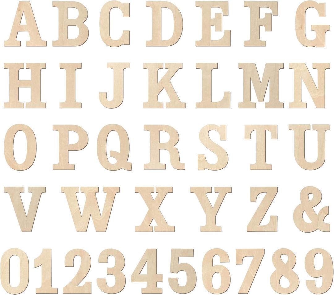 4 Inch 142 Pieces Wooden Letters & Numbers for Crafts Unfinished Wood Alphabet ABC & Numbers 0-9 for Wall Decor