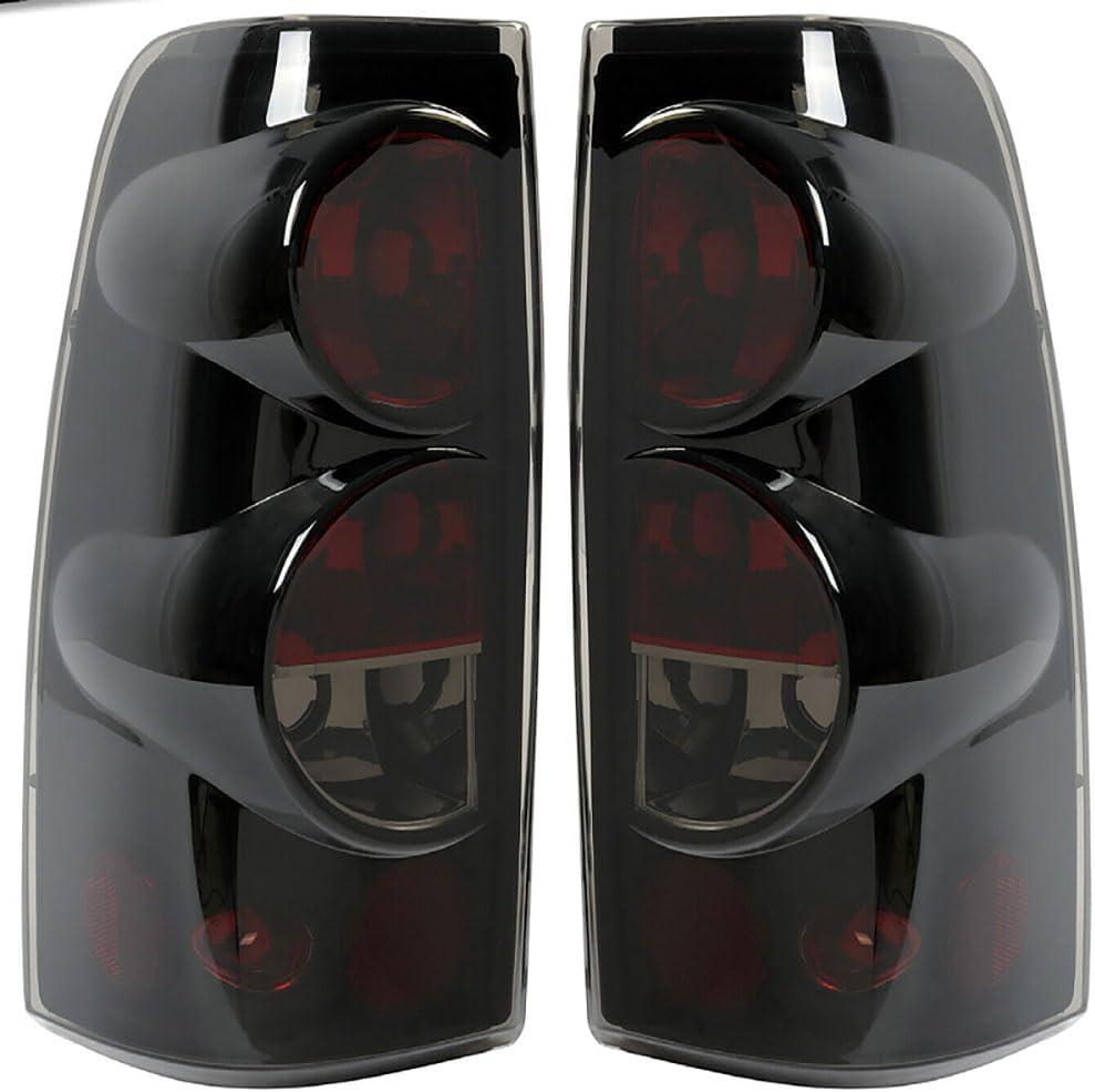 MOCW Tail Light Compatible With 1999-2006 Chevy Silverado 1500 2500 3500 2007 Classic,1999-2002 GMC Sierra 1500 2500 3500 Taillight Housing Replacement Left Driver & Right Passenger Side, Black/Smoke