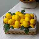 20Pcs Fake Lemons Artificial Fruits with 25 Leaves Faux Yellow Lifelike Plastic Lemon Decorations Realistic Limes Fruit Decor for Home Kitchen Table Cabinet Holiday Party Photography Props