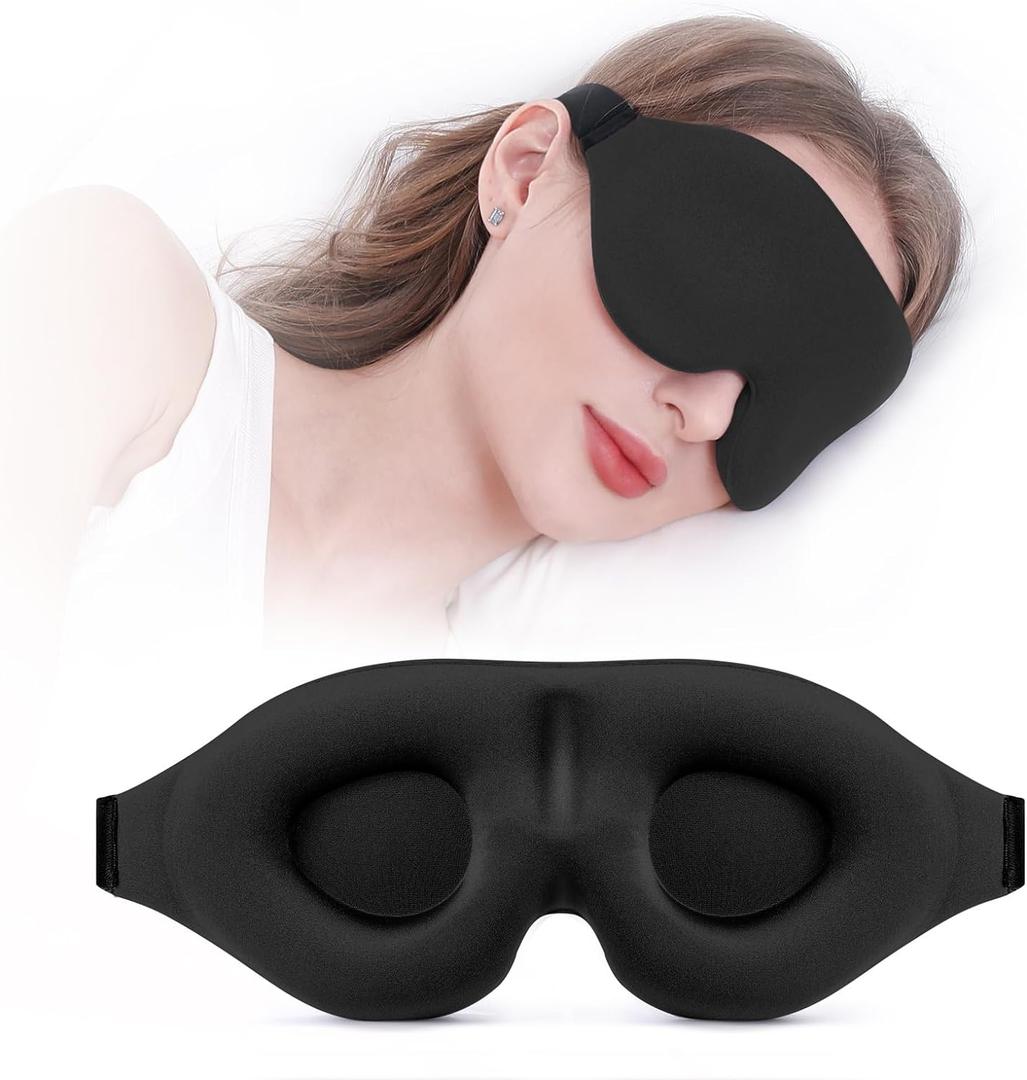 YIVIEW Sleep Mask for Side Sleeper, Complete Light Blocking 3D Sleeping Eye Mask, Soft Breathable Eye Cover for Women Men, Relaxing Zero Pressure Night Blindfold, Black