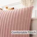 UGASA Corduroy Striped Soft Soild Decorative Square Throw Pillow Covers Set Cushion Cases Pillowcases for Sofa Bedroom, 1 Pc, 26x26 Inch, Baby Pink