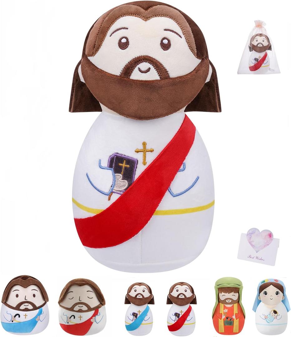 Jesus Plush Doll Christian Gifts - Baptism Gift for Kids, Classic Religious Savior My Friend Jesus Stuffed Doll Toys with Bible Baptism Prayer Gift 10 Inch