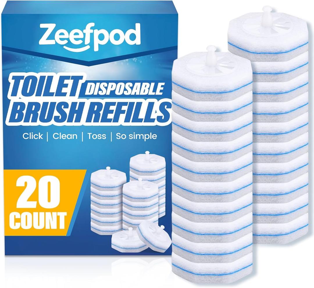 Toilet Cleaner Refill Pads, Disposable Toilet Bowl Cleaner Refill for Toilet Cleaner Wand, Single-Use Hygienic Scrubber Heads, 20 Count