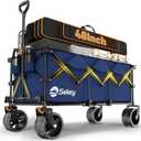 Sekey Extended Collapsible Foldable Wagon with 660lbs Weight Capacity, Heavy Duty Folding Utility Garden Cart with Big All-Terrain Beach Wheels & Drink Holders. Navy Blue