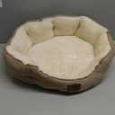 Bedsure Dog Beds for Small Dogs - Round Cat Beds for Indoor Cats, Washable Pet Bed for Puppy and Kitten with Slip-Resistant Bottom, 20 Inches, Camel