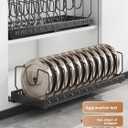 pots and pans organizer under cabinet,pot lid organizers inside cabinet holders for kitchen,Horizontal and vertical pulling modes,cast iron storage (White vertical pull-out)