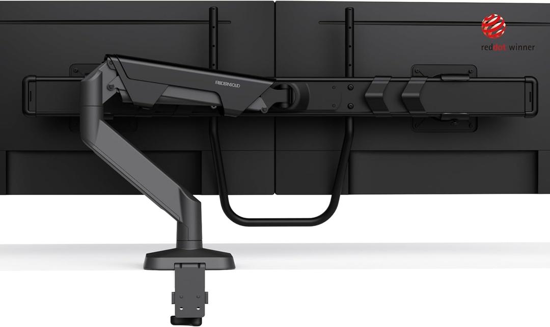 Modernsolid Dual Monitor Arm Desk Mount with Gas Spring, Fits 1732 inches Screens up to 33 lbs, VESA 75x75/100x100, Crossbar Handle for Easy Adjustment, Black