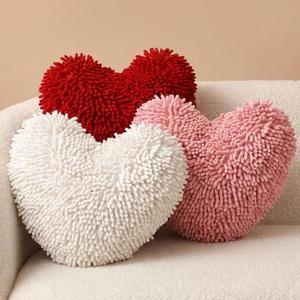 Barydat 3 Set 17 Inch Red Heart Shaped Pillows Valentines Heart Throw Pillows Decorations for Valentine Gift Living Room Sofa Office Sofa Cars Chairs (Red,Pink,White)