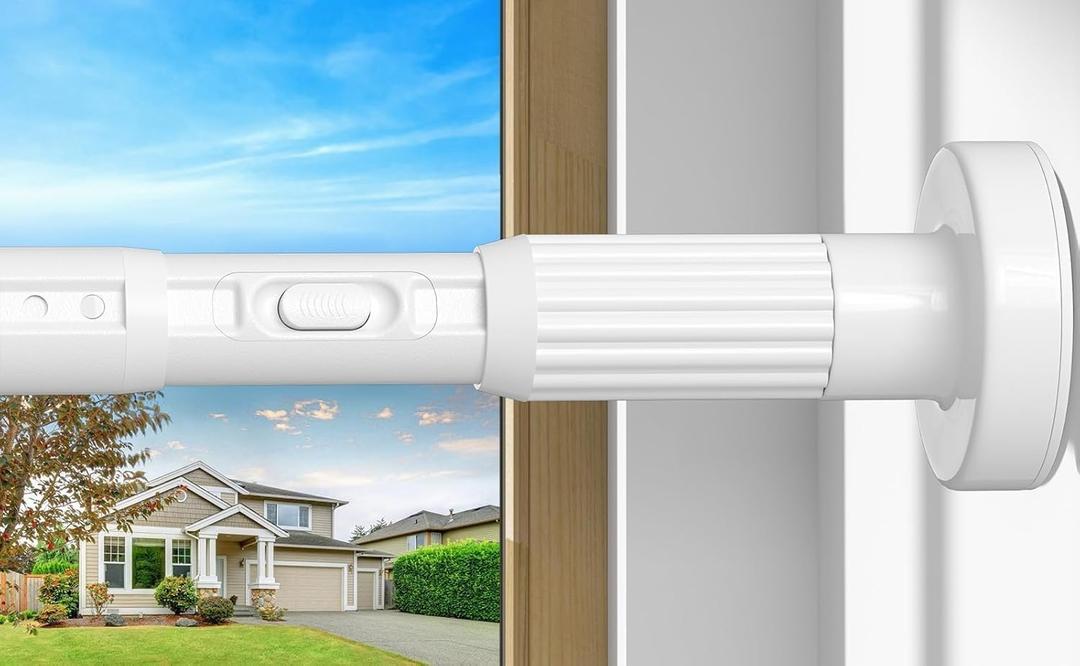 White Tension Curtain Rod 41-185In, Extra Long Outdoor Curtain Rod | No Drilling for Window or Patio, Heavy Duty Curtain Shower Rod for Bathroom,Rod Diameter 1.26In-One-bond stretching