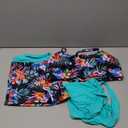 Aqua Eve 3 Piece Tankini Swimsuit for Women Tank Bathing Suit with Shorts Open Back Athletic Swimwear (X-Large, Aqua Colorful Floral)