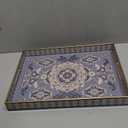 Rectangle Plastic Serving Tray with Handles, Elegant Decorative Tray for Coffee Table, Ottoman, Living Room, Kitchen, Outdoor Use. 12"*16"*1.6" B