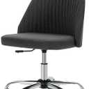 DUMOS Office Desk Chair, Modern Cute Rolling Vanity Swivel Task Chairs with Wheels, Comfortable Back Seat Armless for Home, Bedrooms, Office, Study, Student, Make-up, Dressing Room, Charcoal Gray