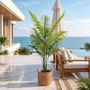 Artificial Palm Tree, ANTING 5FT Tall Faux Palm Tree with Black Base Pot, Artificial Plants with Lifelike Leaves for Outdoor Indoor Home Living Room Office Porch Decor