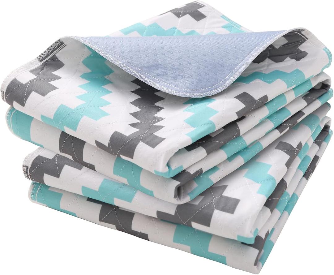 OUTCREATOR Washable Bed Pads 34" x 56" (Pack of 2), Incontinence Mattress Protector, Anti-Slip Waterproof Underpads for Adults Kids Elderly Pets, Absorbency & Reusable Bedwetting Pads (Wave)