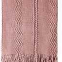 BOURINA Coral Pink Throw Blanket 50 x90 Inches Textured Solid Soft Sofa Throw Bed Runner Knitted Decorative Blanket