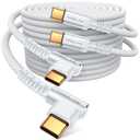 MRGLAS 2-Pack 240W USB C to USB C Cable Fast Charge (6.6ft), USBC to USBC Right Angle Cord for iPhone 16 Pro Max 15 Plus, MacBook Pro 2020, iPad Pro 2020, iPad Air 4, Samsung Galaxy S25+/S25 Ultra (White)