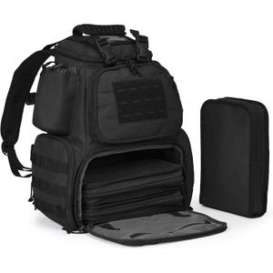 Tactical Pistol Backpack with 3 Pistol Cases, Gun Range Backpack with Rain Cover for Shooting and Hunting