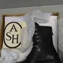 ASH Women's Marlow Black Leather Motorcycle Boots, Round Toe, Speed Lacing, Inside Zipper, Studded Trim Ankle 39/7.5