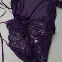 Avidlove Women Sexy Lingerie Teddy One Piece Lace Halter Babydoll Bodysuit (Violet) XL