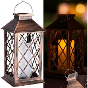 SteadyDoggie - Solar Lantern Waterproof - Decorative 6X Pattern Hanging Patio Lights or Table Lamp - Illuminated No Cord Jar- Colorful Light Pathway Lantern for Garden, Porch, and Backyard