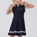 Girls Summer Sport Sleeveless Dress Toddler Outfits Anchor Print Casual Polo Dress for 4T 5T Kids Clothes Navy Blue