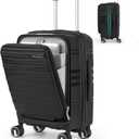 RAINSMORE Expandable Carry on Luggage 20 Inch, Airline Approved Carry on Suitcase with Front Pocket & Laptop Compartment, Hardshell Rolling Travel Luggage with Spinner Wheels, Black