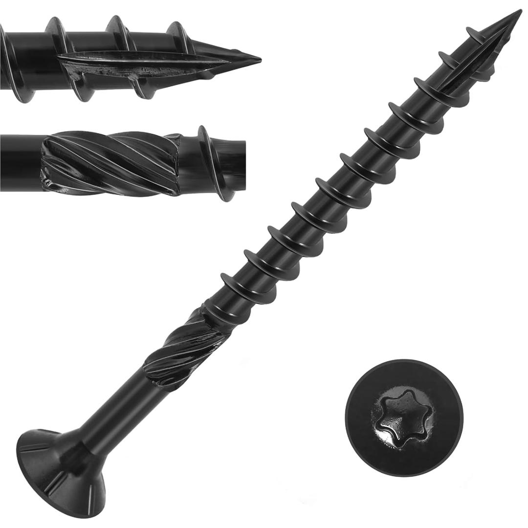 VGBUY Deck Screws 2-1/2 inch,Heavy Duty Exterior Wood Screws,Torx Drive Head Deck Screw Black Rust Resistant Epoxy Coated,Long Outdoor Decking Screws with Star Bit,for Fence,Timber(65pcs)