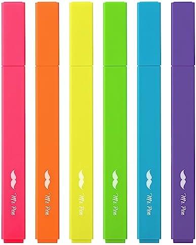 2 Pack Mr. Pen- Aesthetic Highlighters No Bleed, 6 Pack, Assorted Colors, Chisel Tip, Cute Highlighters Assorted Colors for Journaling, Highlighting, Underlining, Fast Dry, Back to School Supplies