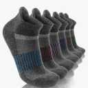6 Pairs Merino Wool Ankle Running Hiking Socks Compression Support Breathable Thick Cushion No Show Socks for Women Men Grey