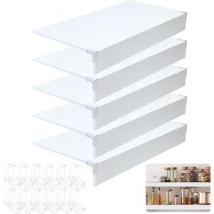 5 PCS Wire Shelf Covers,24*12 Wire Rack Covers for Shelves,0.31in Thick PVC Wood-Look Faux Shelf Cover for Wires Shelving,Moisture Resistant Durable,Easy to Cut Install,Shelves Cover for Pantry Closet (White)