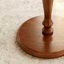 STO'SENSE Round Side Table, Drink Table for Small Spaces,Modern Accent Nightstand w/Solid Wood Leg,Mid-Century Pedestal Sofa Table w/Classic Sculpted Design for Living Room,Tool-Free Assembly,Walnut