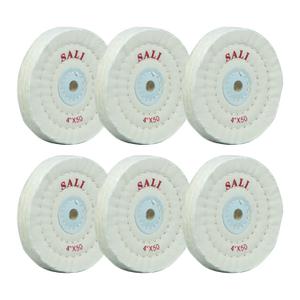 SALI 6 Pack Polishing Wheel for Bench Grinder Buffing Wheel 4 inch White Cotton (50 Ply) for Buffer Polisher Medium Polish Pad with 1/2 Inch Arbor Hole