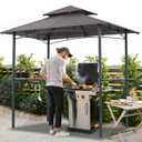 ABCCANOPY 8x5 Grill Gazebo Shelter, Outdoor BBQ Gazebo Canopy with LED Light(Dark Gray)